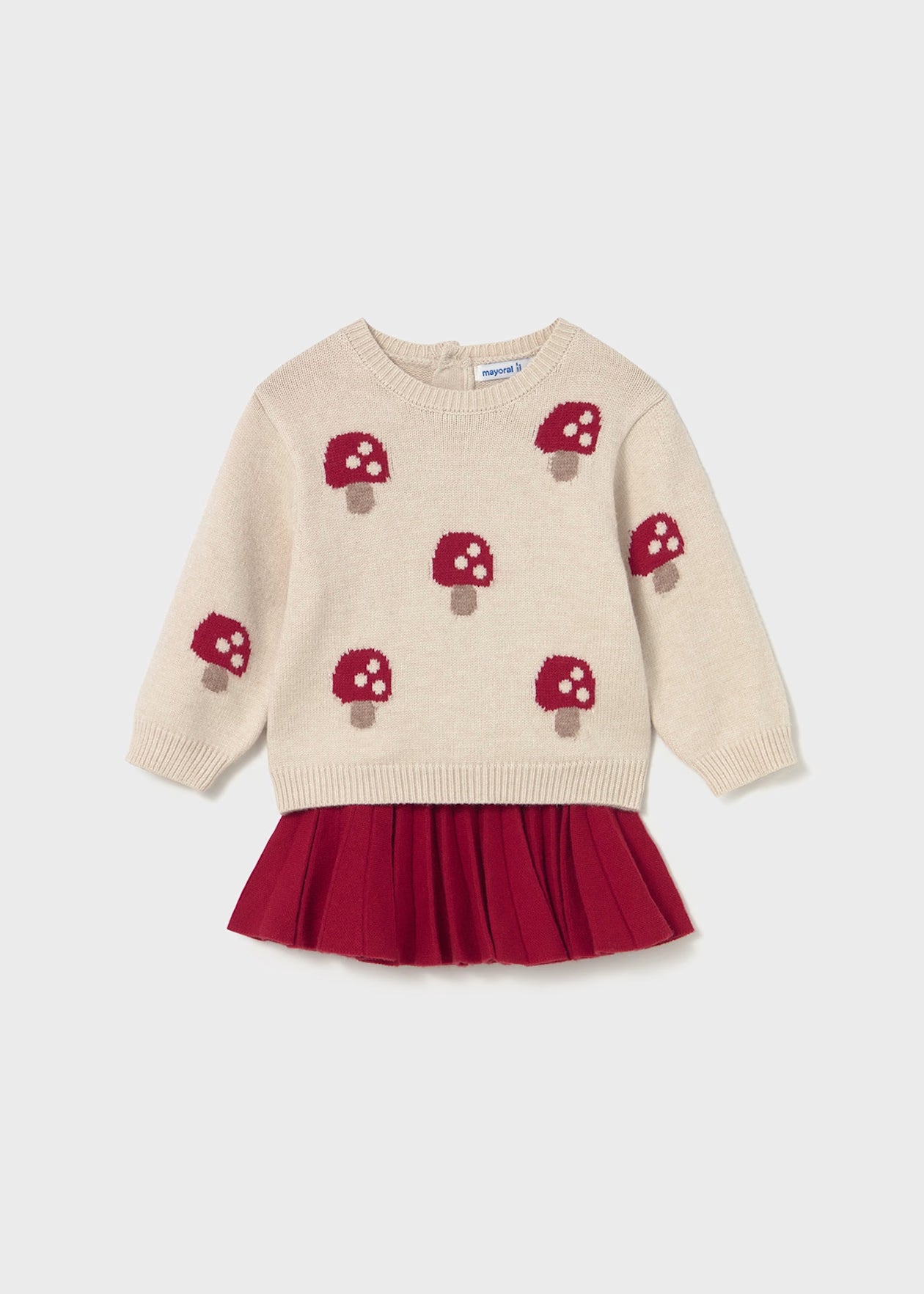 Pleated Skirt and Sweater Set Red Little Sprout