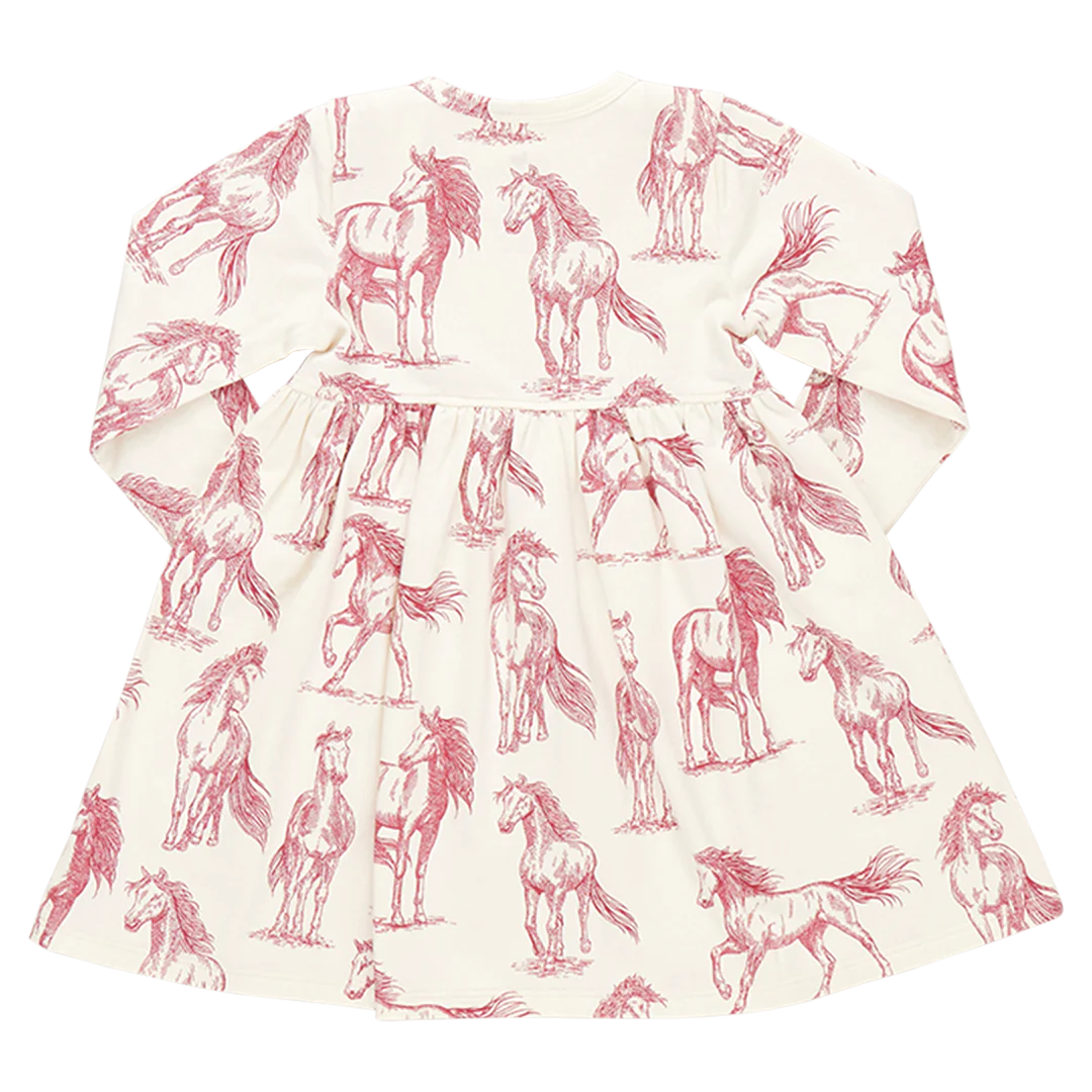 Baby Girls Organic Steph Dress - Vintage Rose Horses