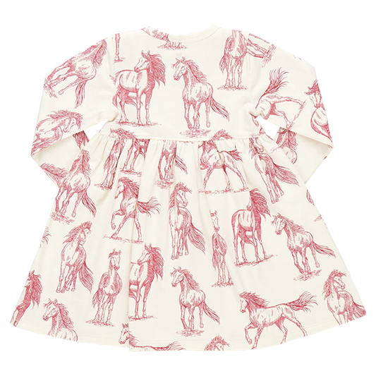 Baby Girls Organic Steph Dress - Vintage Rose Horses