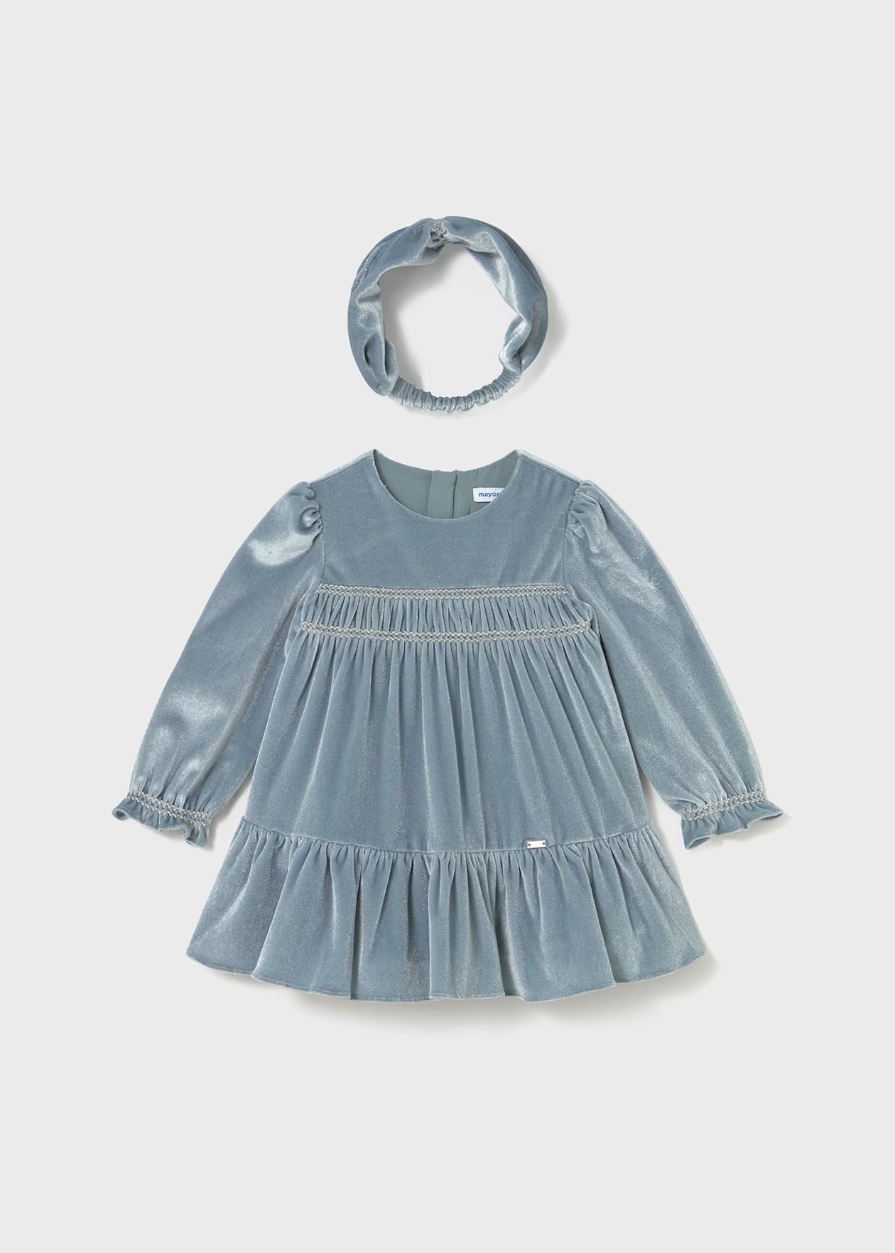 Mayoral Baby Velvet Dress with Headband Bluebell Little Sprout