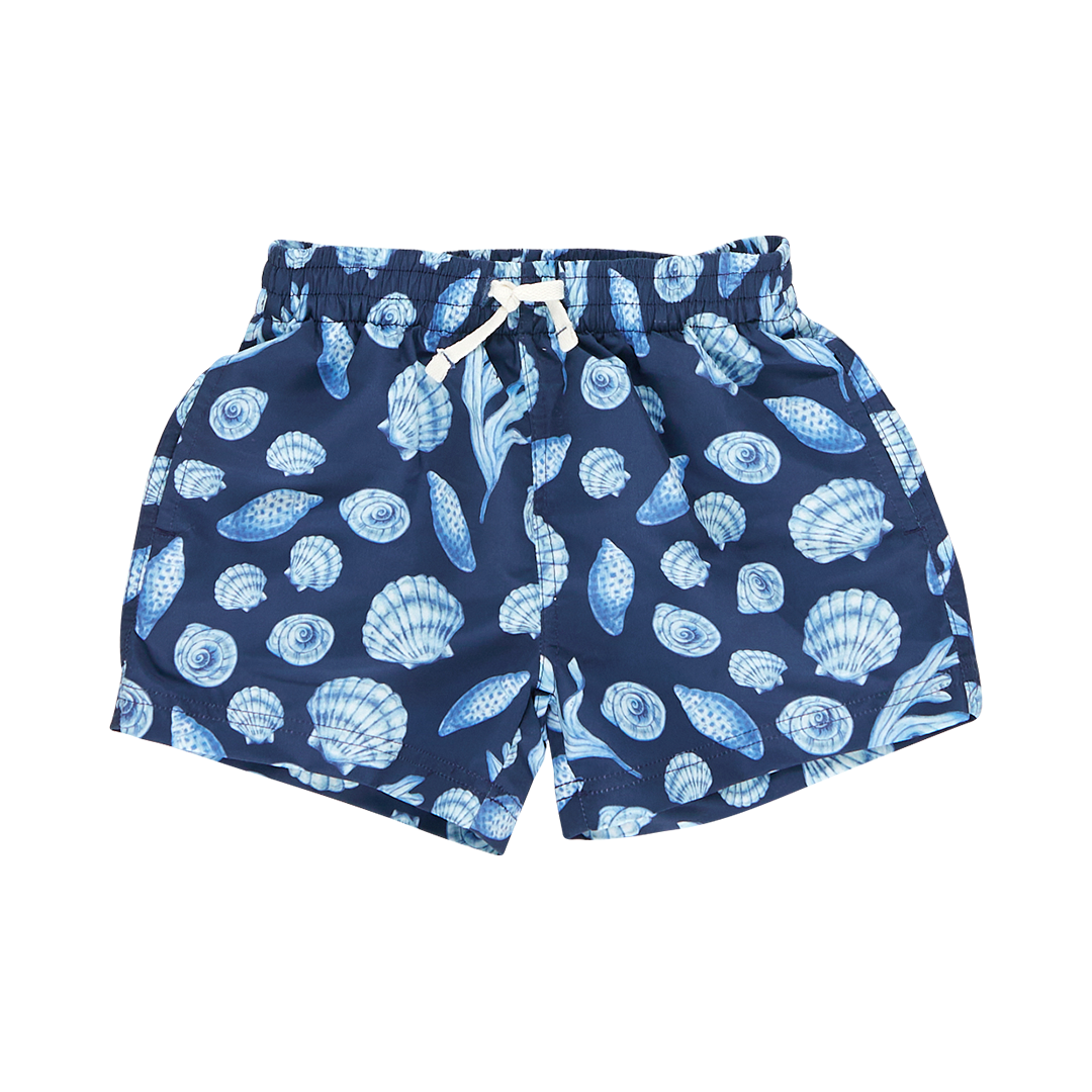 baby boys swim trunk blue sea shells