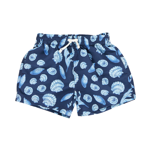 baby boys swim trunk blue sea shells