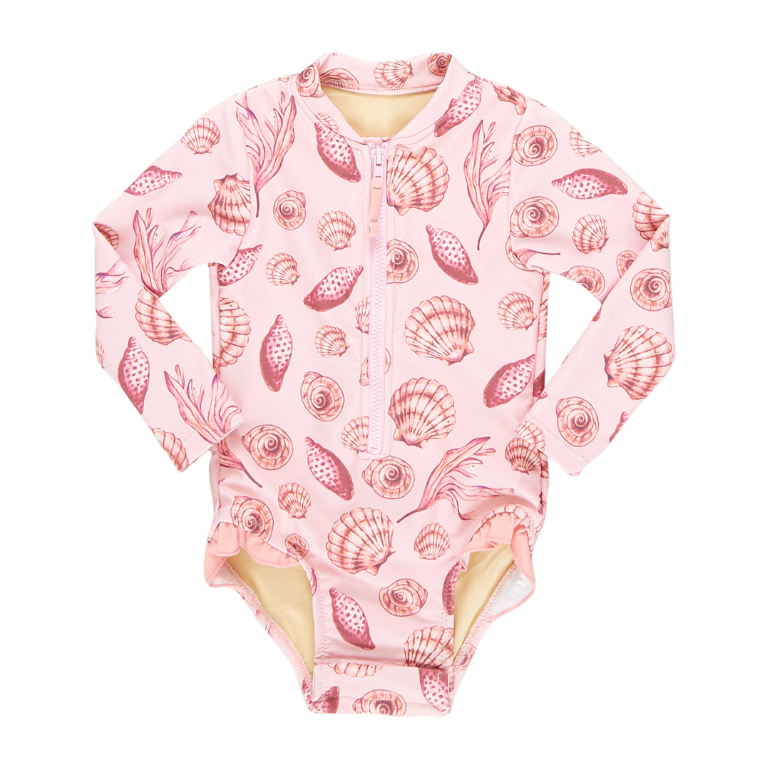 Girls Arden Swimsuit - Pink Sea Shells