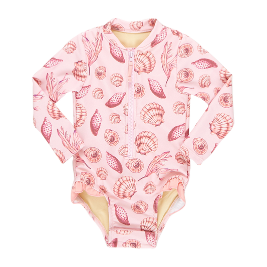 Girls Arden Swimsuit - Pink Sea Shells