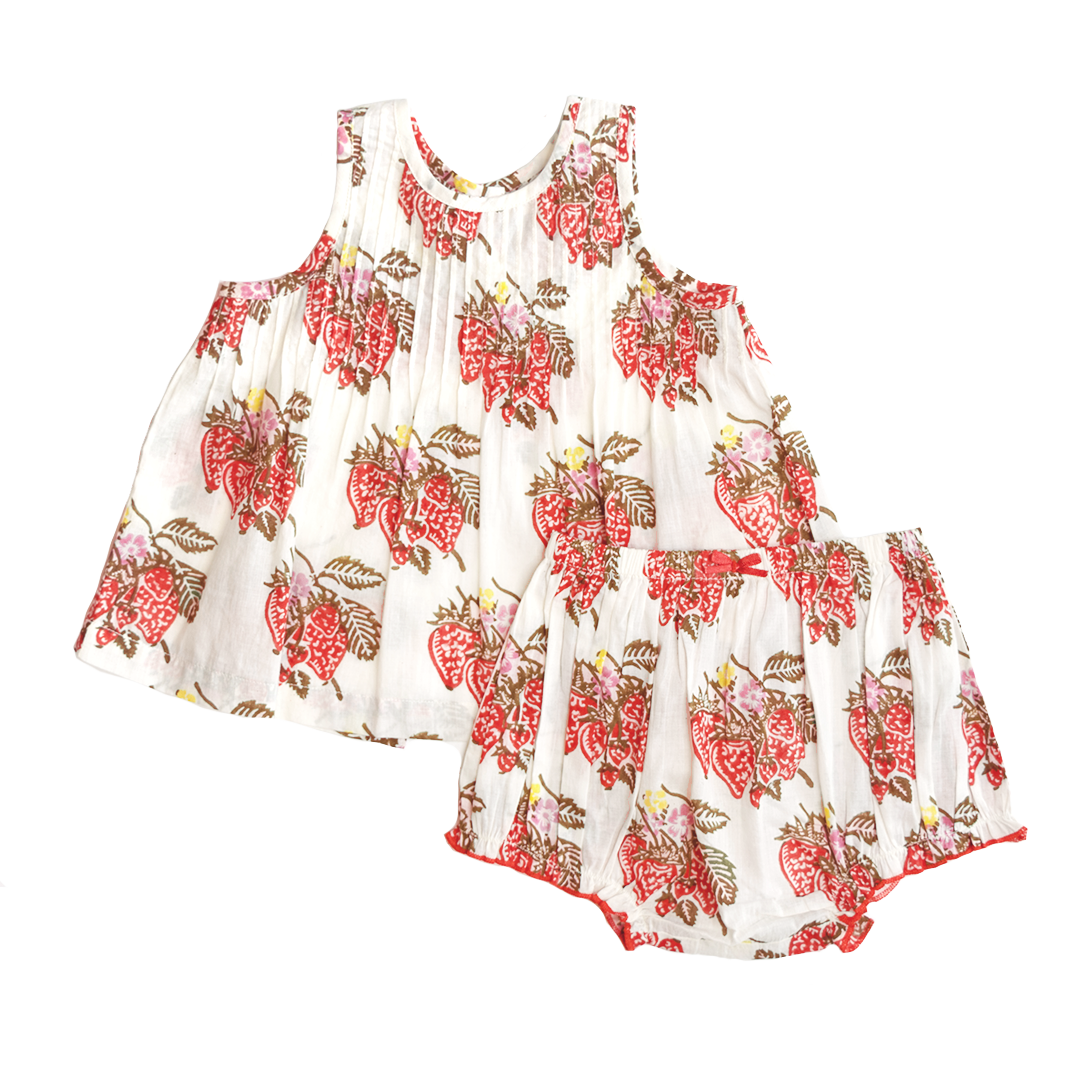 baby girls Jaipur 2 piece set ss24 - wild strawberries