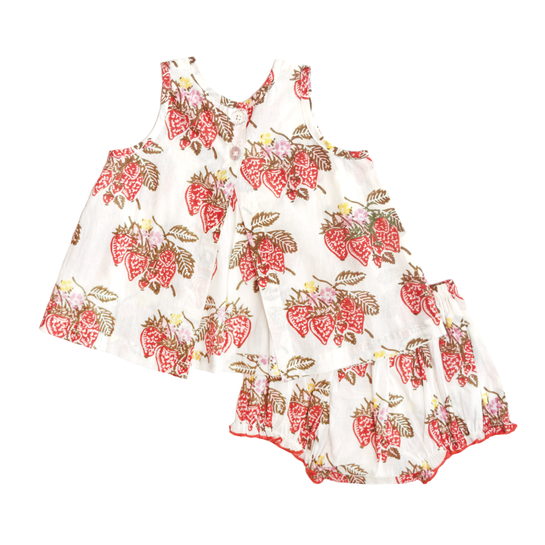 baby girls Jaipur 2 piece set ss24 - wild strawberries