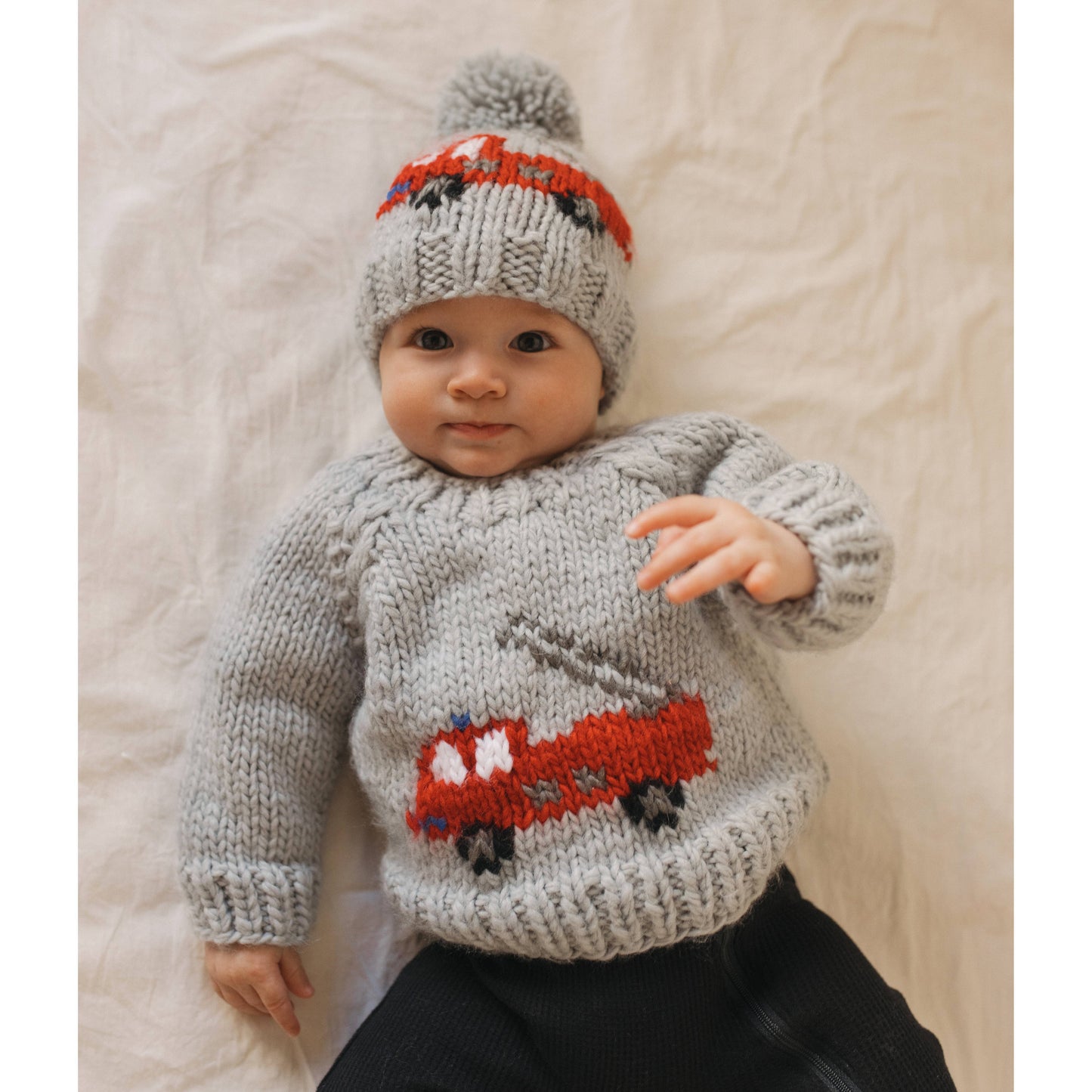 Fire Engine Crew Neck Sweater for Baby & Toddler: 6-12 months