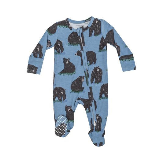 2-Way Zipper Footie - Black Bears