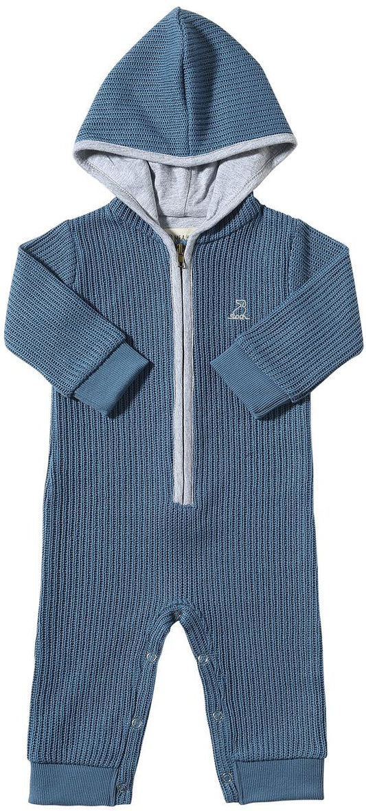 Blaine Hooded Knit Romper - Blue