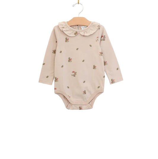 Shirred neck Bodysuit - Combed Jersey Blush Mushroom