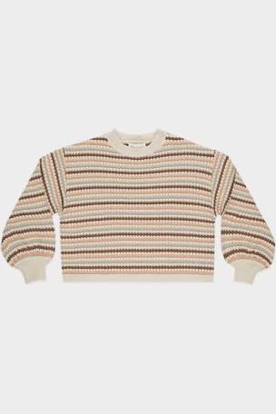 Boxy Crop Sweater - Honeycomb Stripe