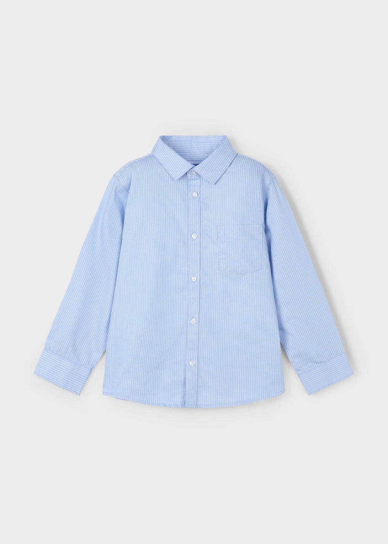 Mayoral Button Up Striped Shirt Sky Blue Little Sprout