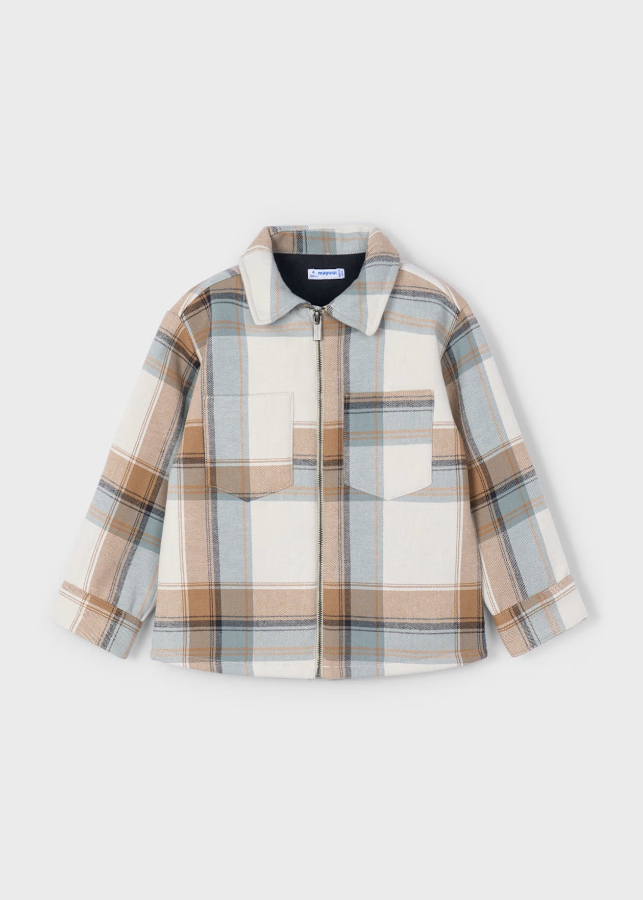 Mayoral Zip Check Jacket Caramel Little Sprout