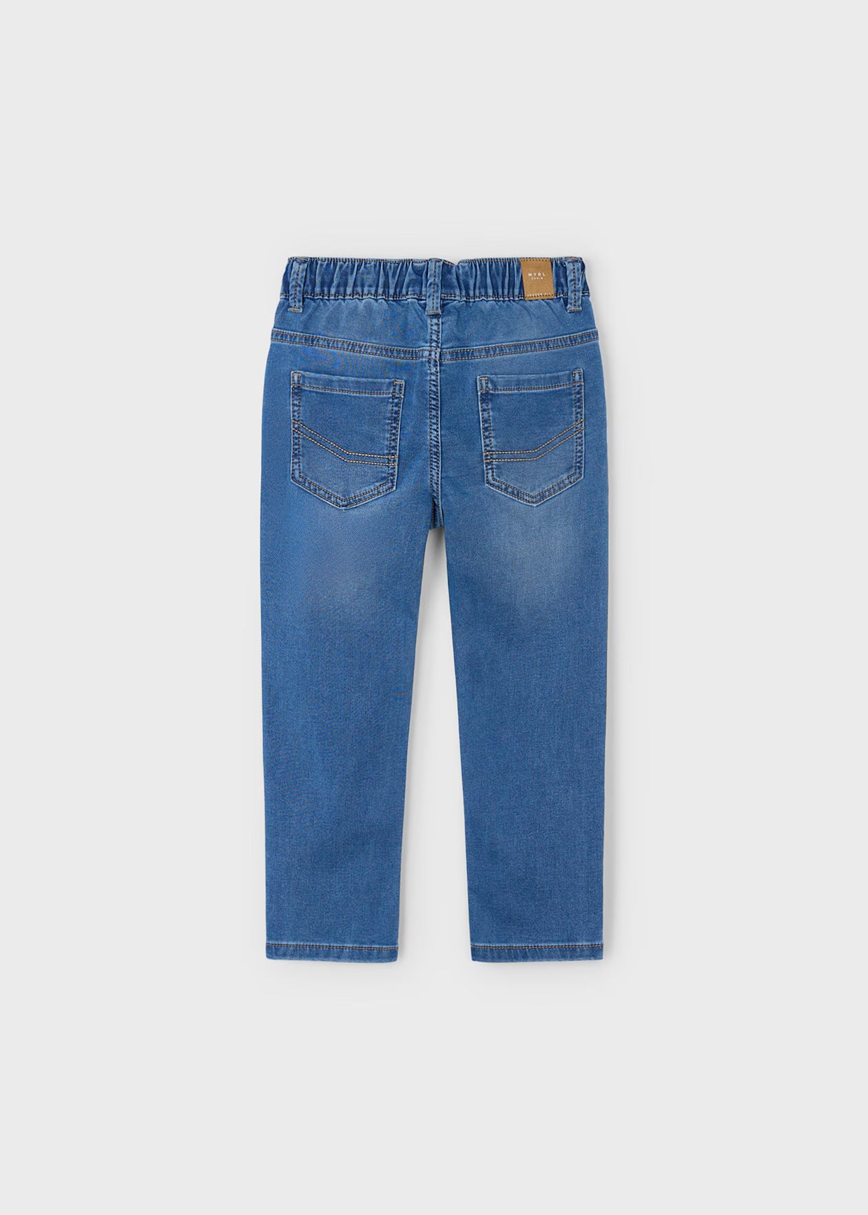 Boy Jogger Jeans with Drawstring Waist - Medium Denim