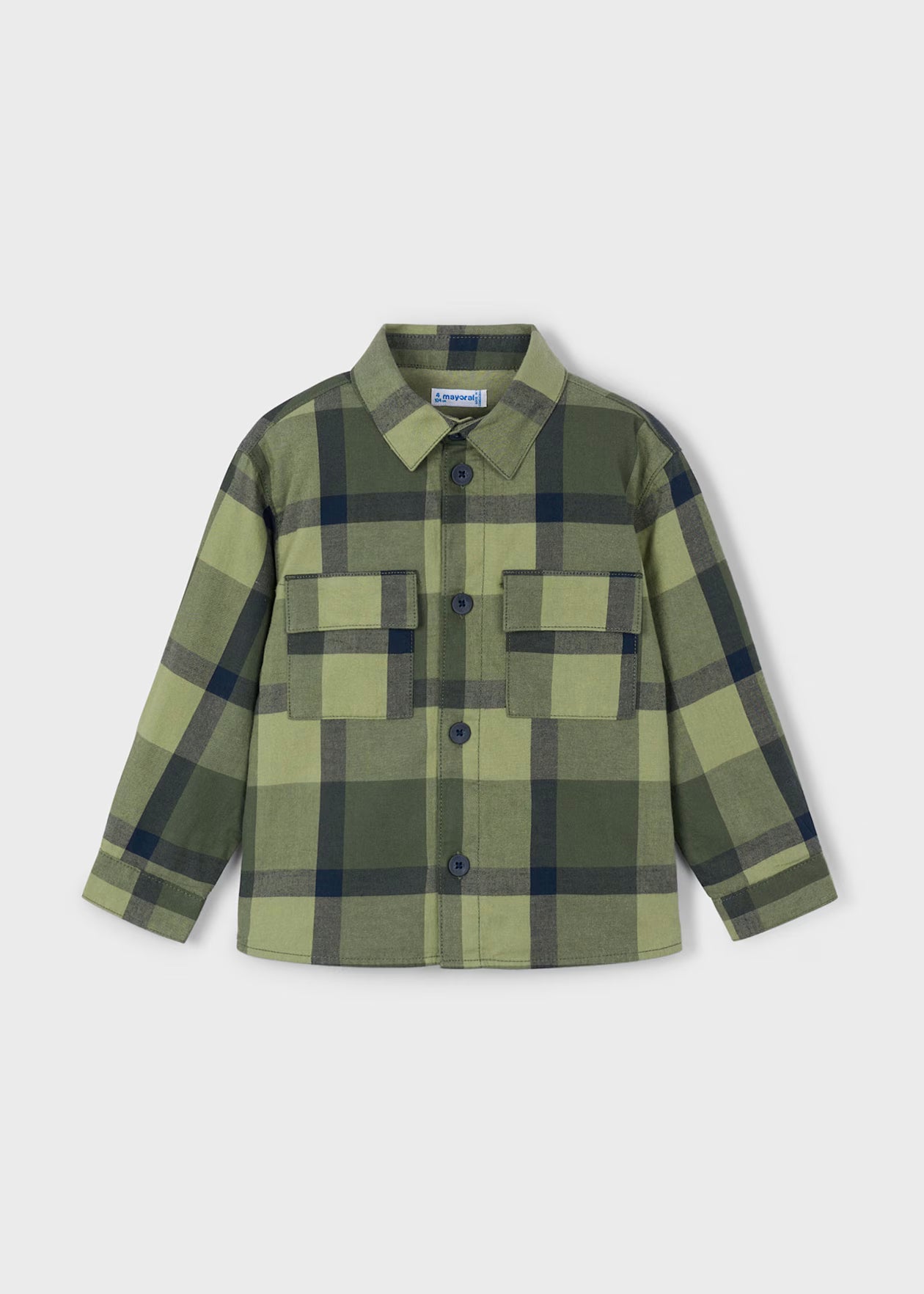 Mayoral Boy Plaid Overshirt Olive Little Sprout