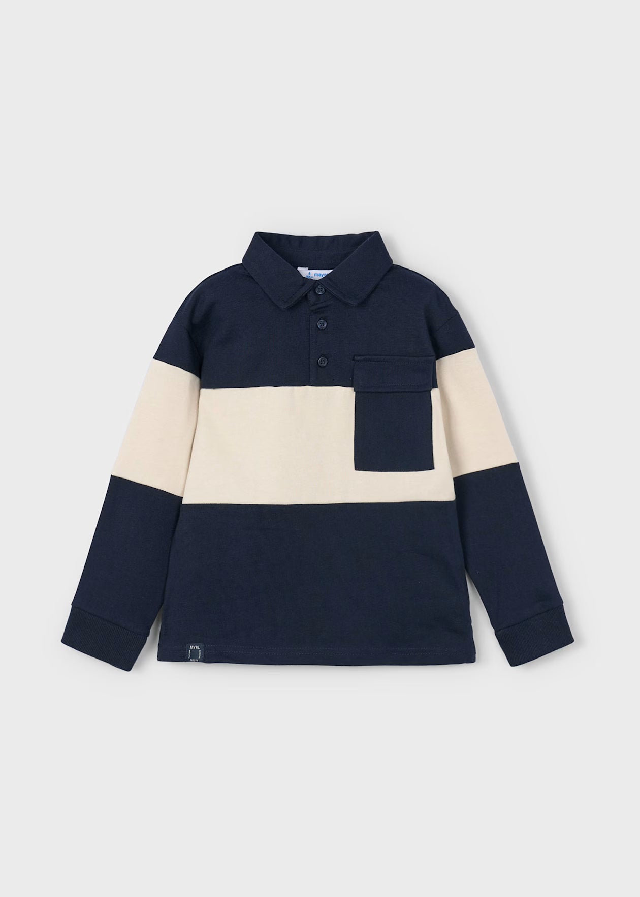 Striped Knit Polo Shirt - Navy