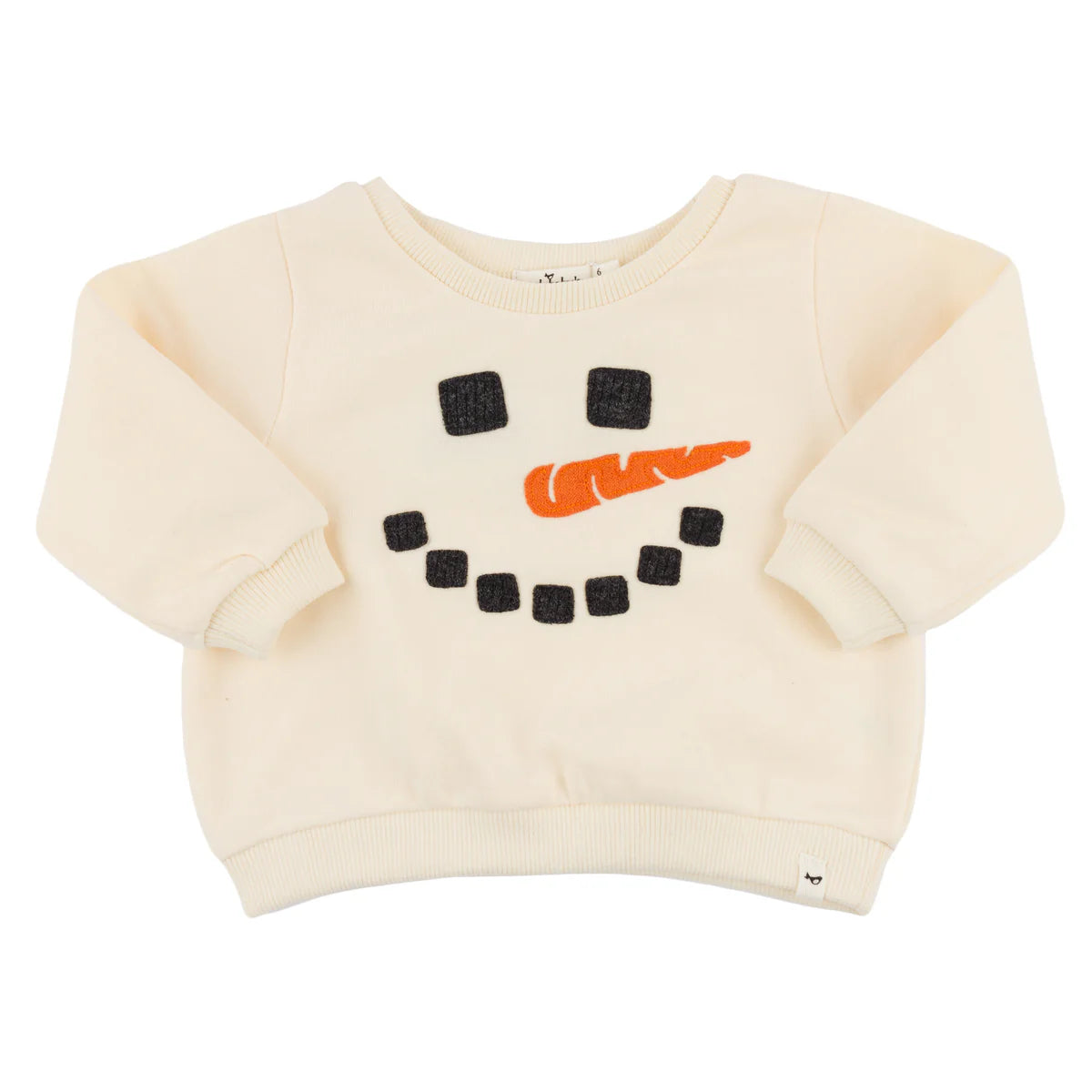 Snowman Face Applique Brooklyn Boxy Sweatshirt - Vanilla