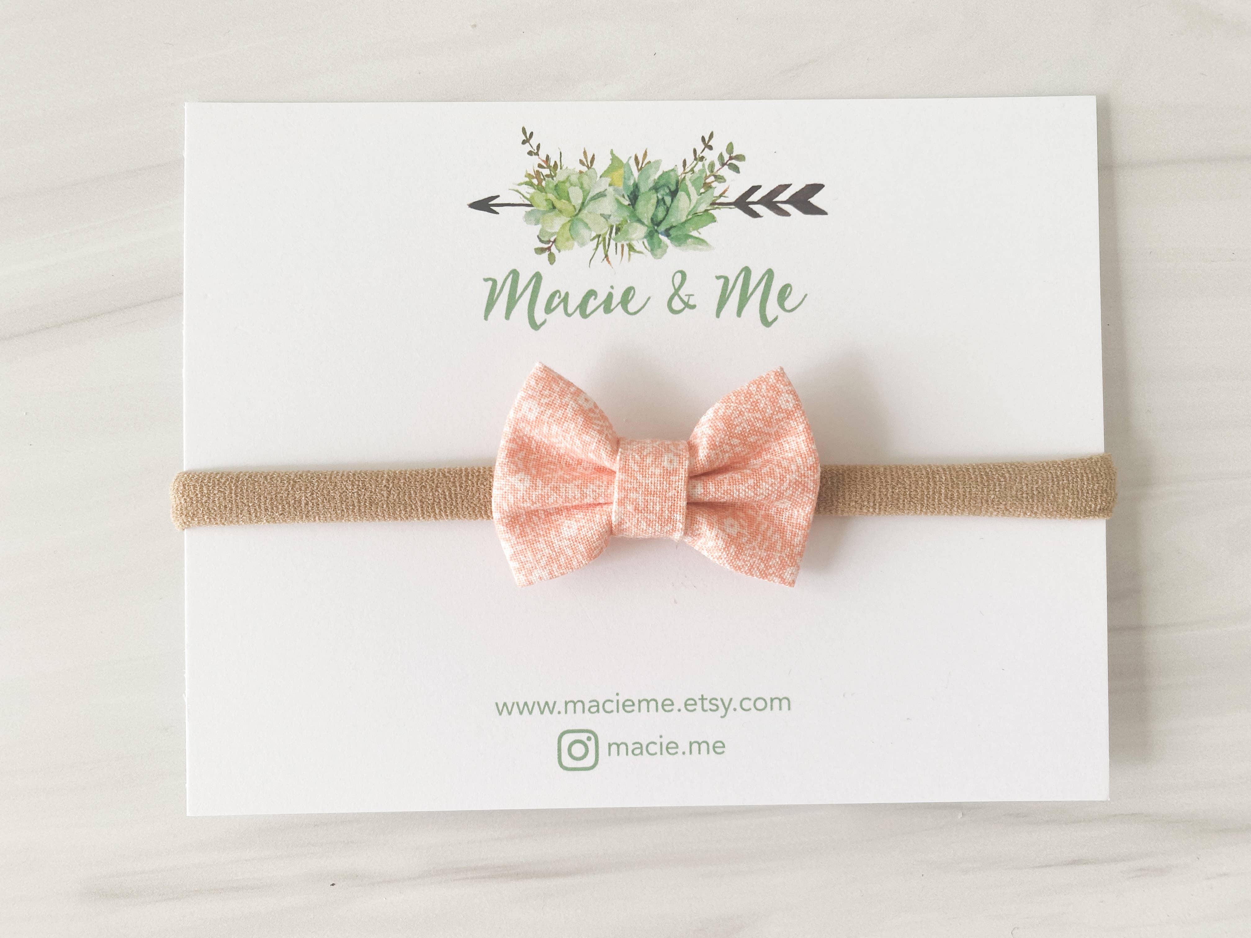 Peach Floral Mini Bow-Little Sprout