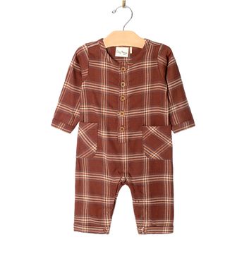 Cargo Long Leg Romper - Rust Flannel