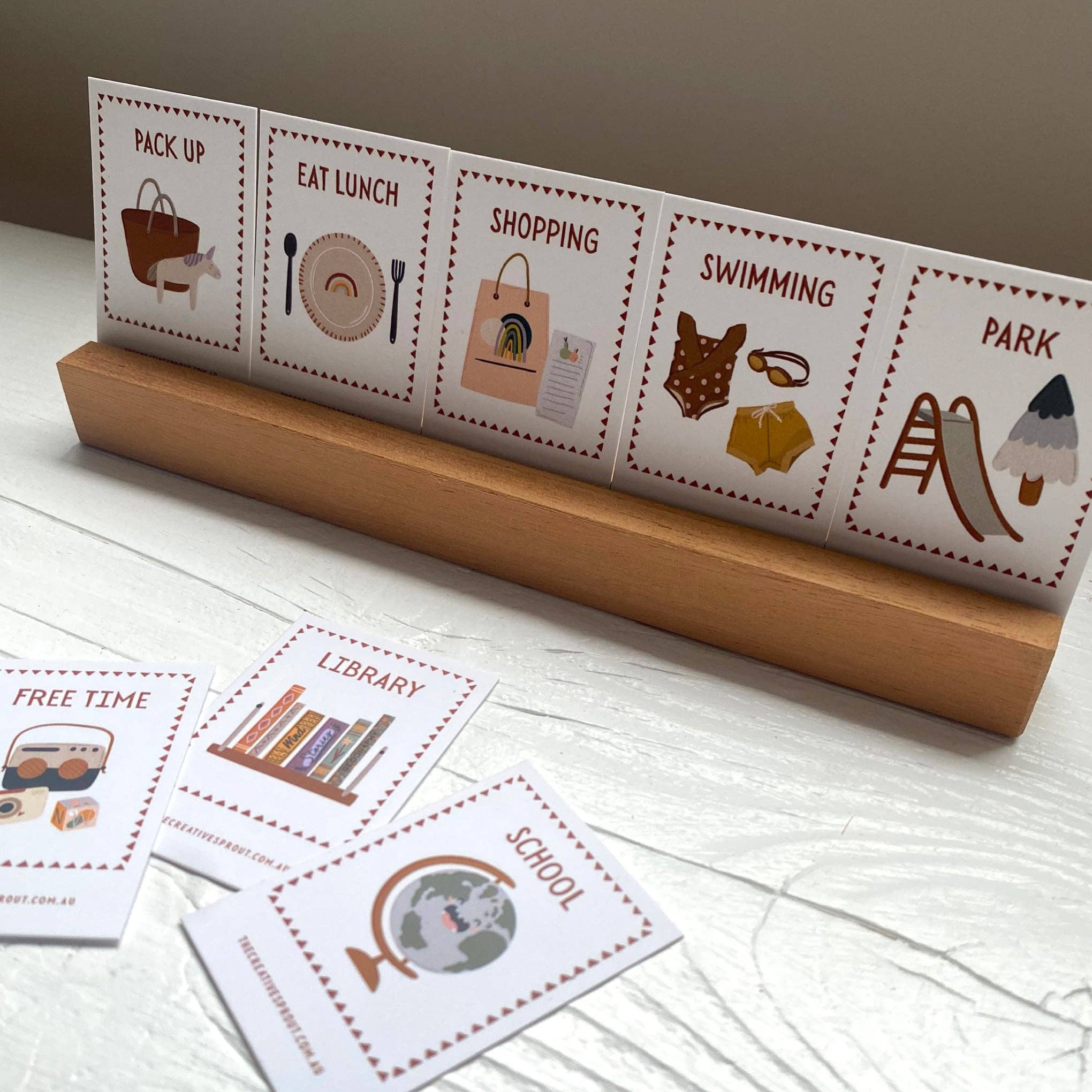 72 Daily Routine Cards & Display Stand: 72 Cards / Bag / 1x Display Stand (Holds 5 Cards)-Little Sprout