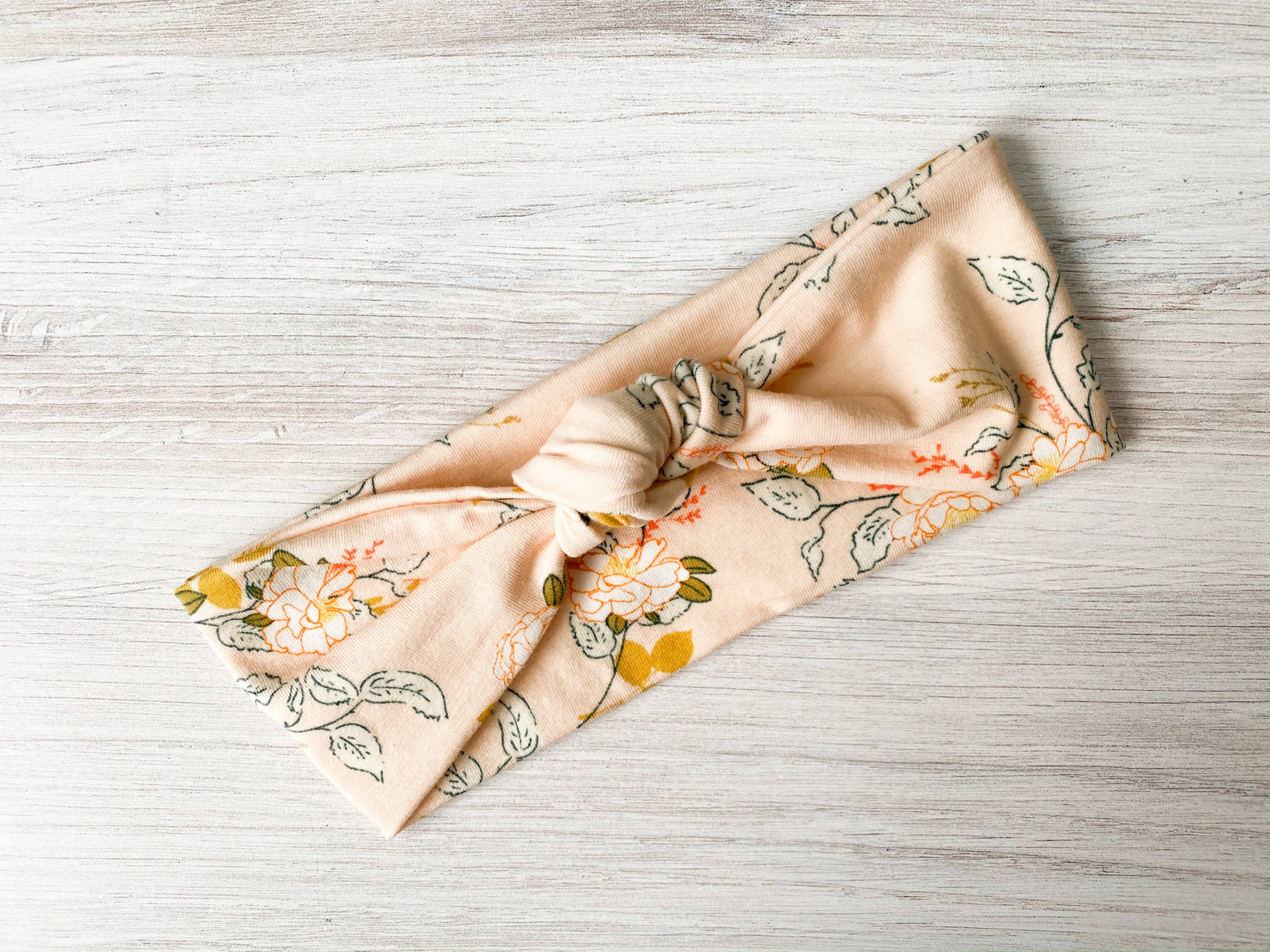 Moss Floral Top Knot Headband: 0-6 Month