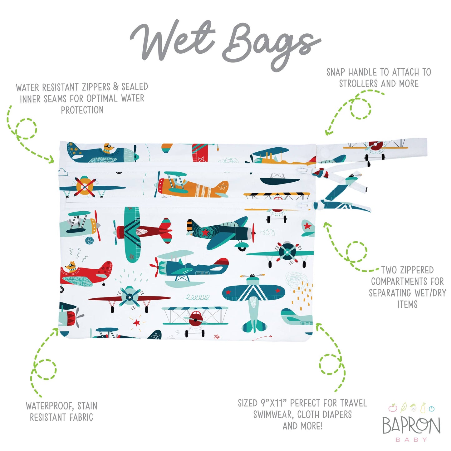 Retro Airplanes Waterproof Wet Bag