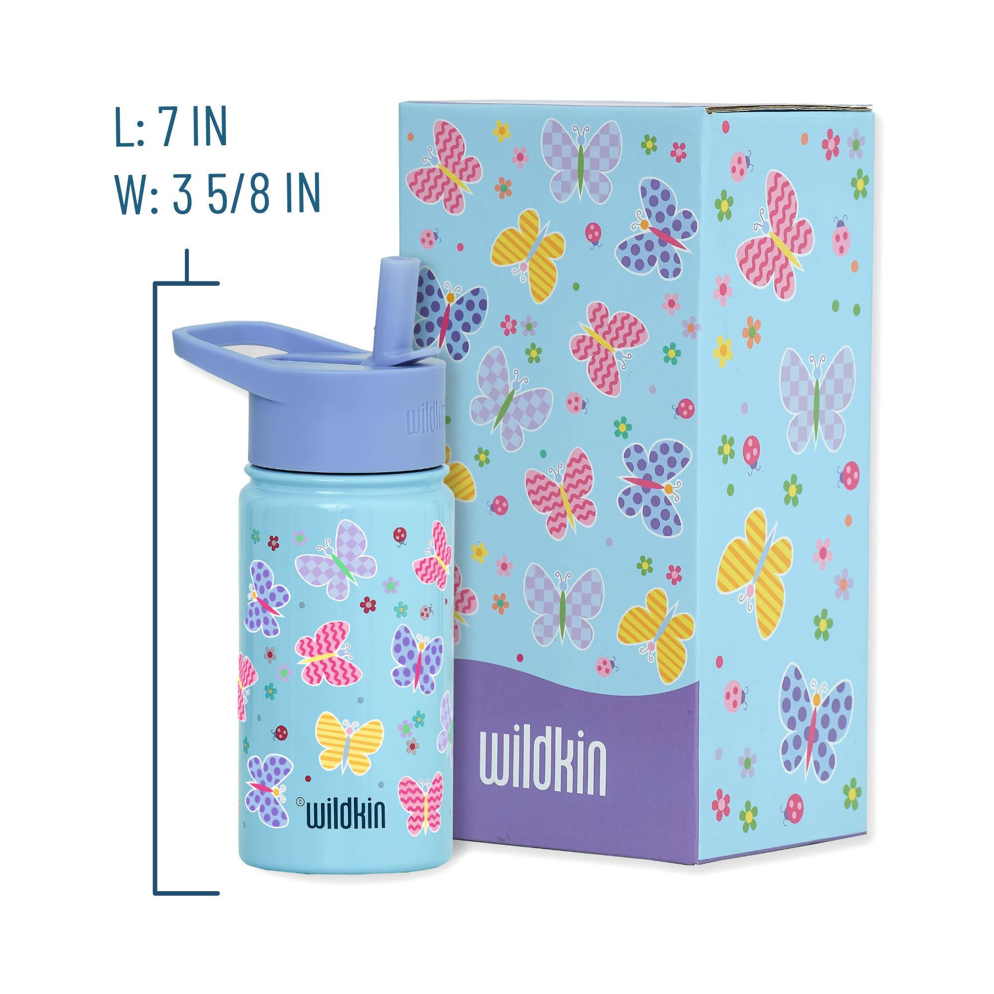 Butterfly Garden Blue 14 oz Steel Bottle-Little Sprout