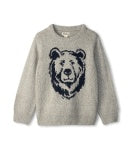 Charcoal Bear Crew Neck Sweater - Grey Melange