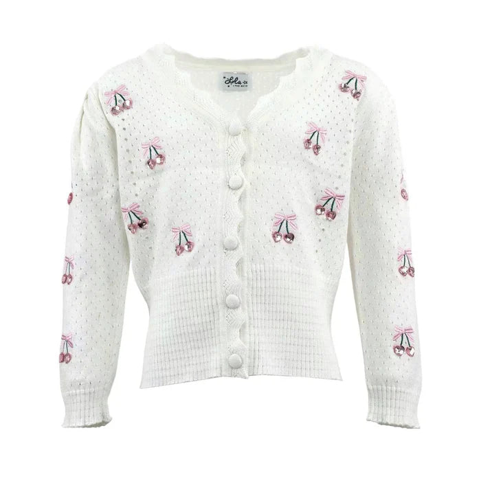 lola and the Boys Cherry on Top Cardigan Little Sprout