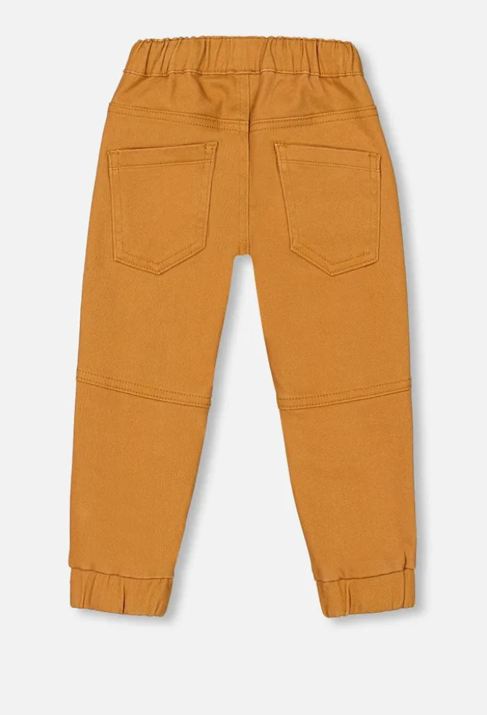 Stretch Twill Jogger Pants with Pleat at Knee - Chipmunk