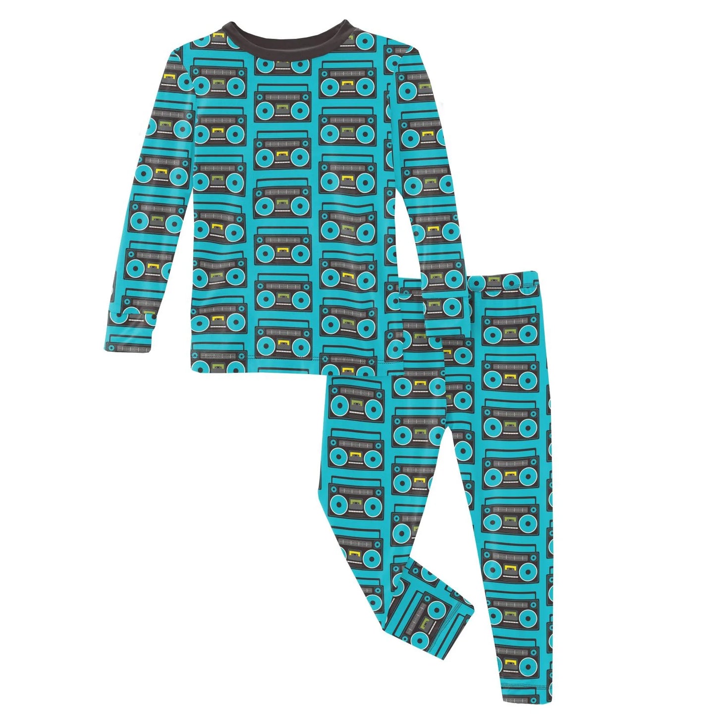 Print Long Sleeve Pajama Set Confetti Boombox