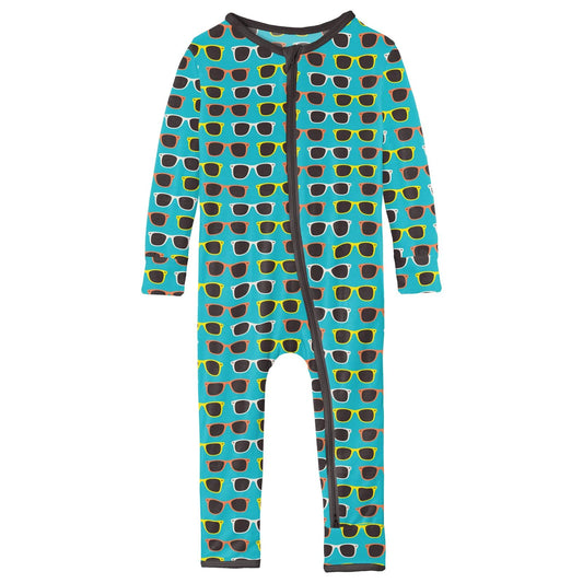 Print Coverall with Zipper Confetti Sunglasses