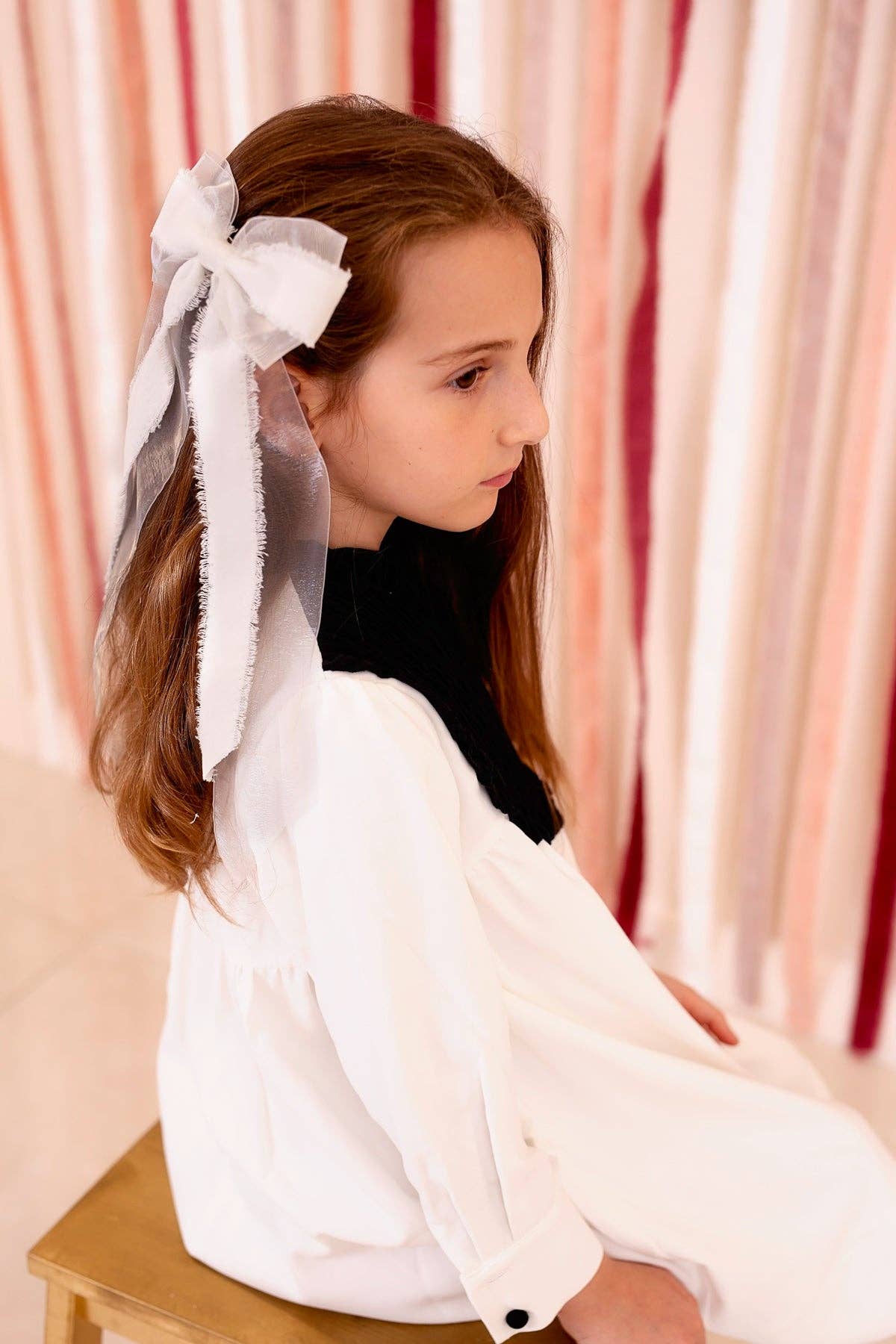 Primrose Princess Long Tail Bow Clip - Cranberry (Handmade in the USA!): Cranberry-Little Sprout
