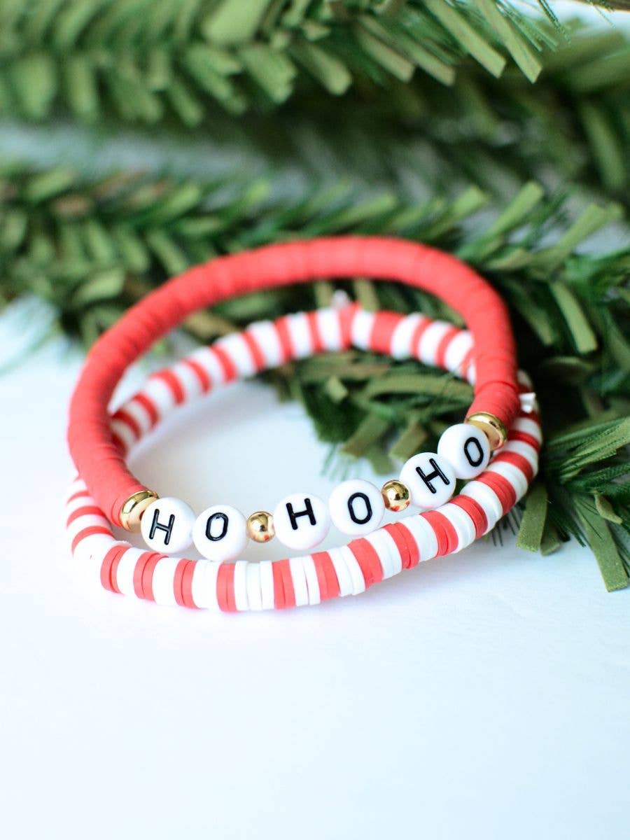 HO Ho Ho Holiday Red Bracelet Set