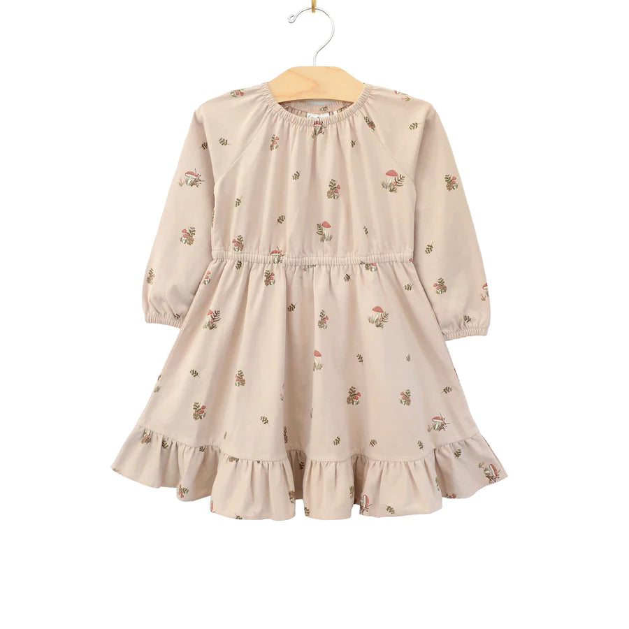 Raglan Ruff Dress Blush Mushroom