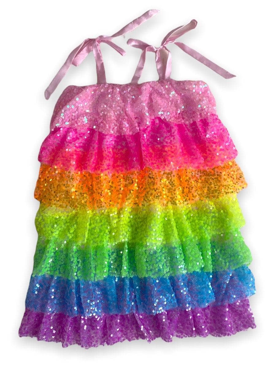 Neon Sequin Ruffle Dress