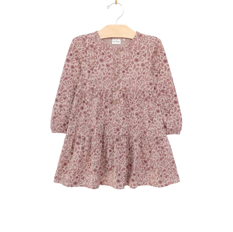 Tiered Henley Dress - Combed Jersey Fox Floral