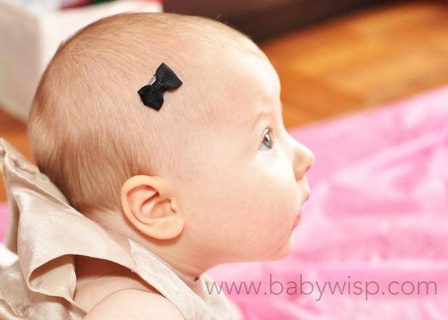 Mini Wisp Clip Tiny Tuxedo Baby Bow Hair Clips Mini Bows: Burgundy