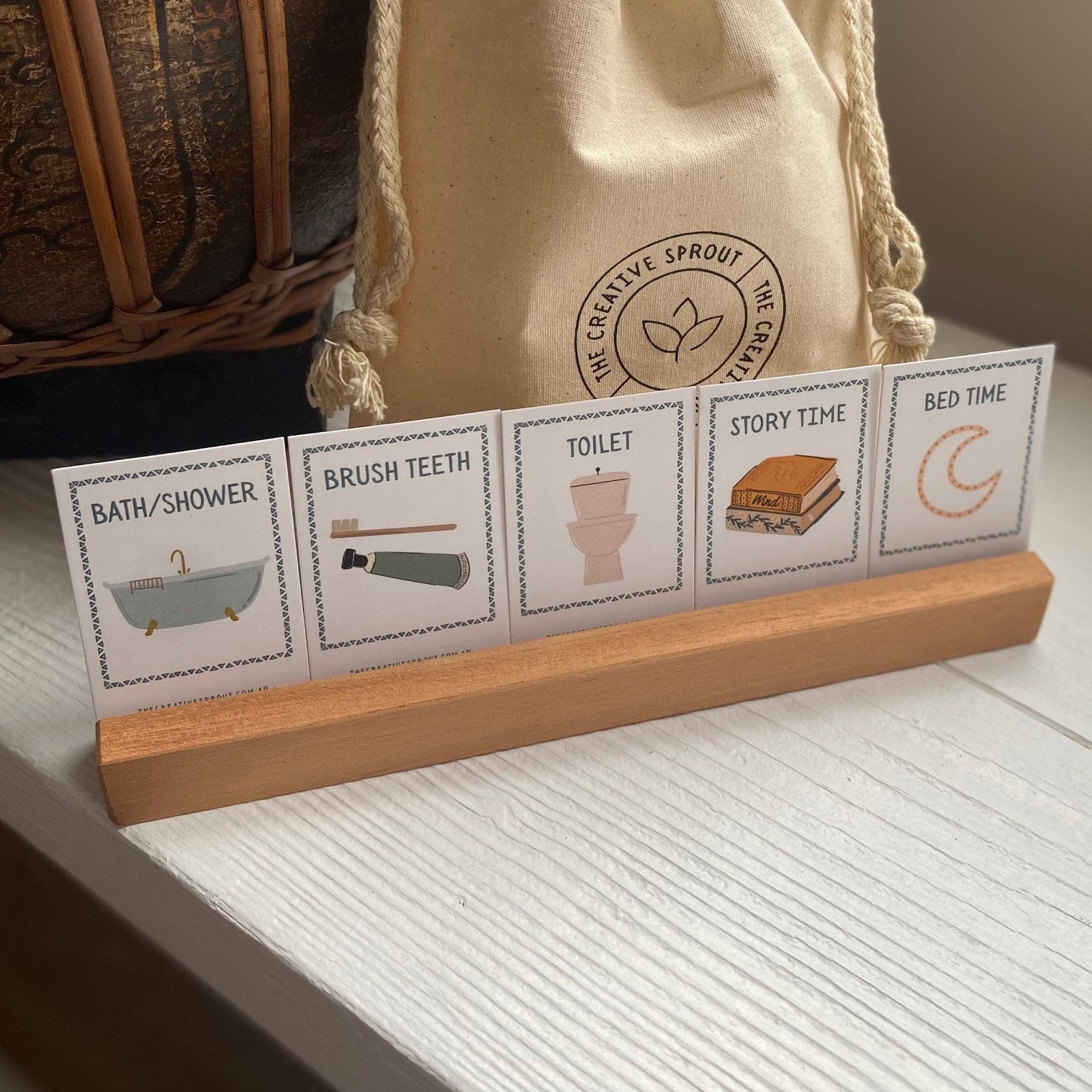 72 Daily Routine Cards & Display Stand: 72 Cards / Bag / 1x Display Stand (Holds 5 Cards)-Little Sprout