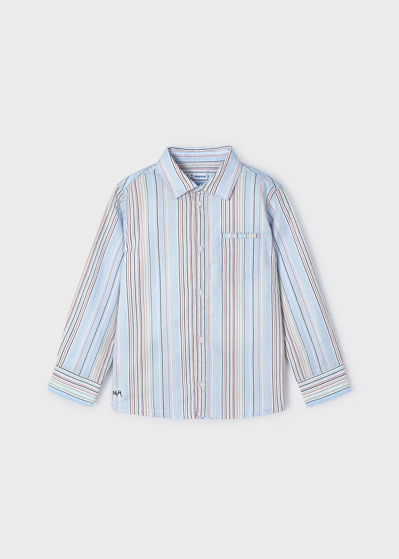 Long Sleeve Stripes Oxford Shirt - Sky Blue