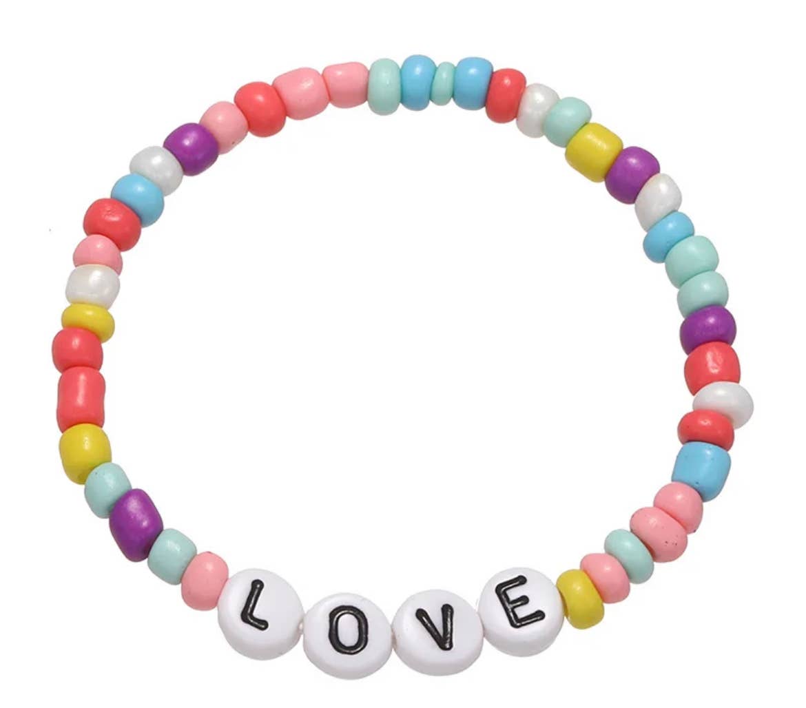 Beaded Friendship Stretch Bracelet: Love