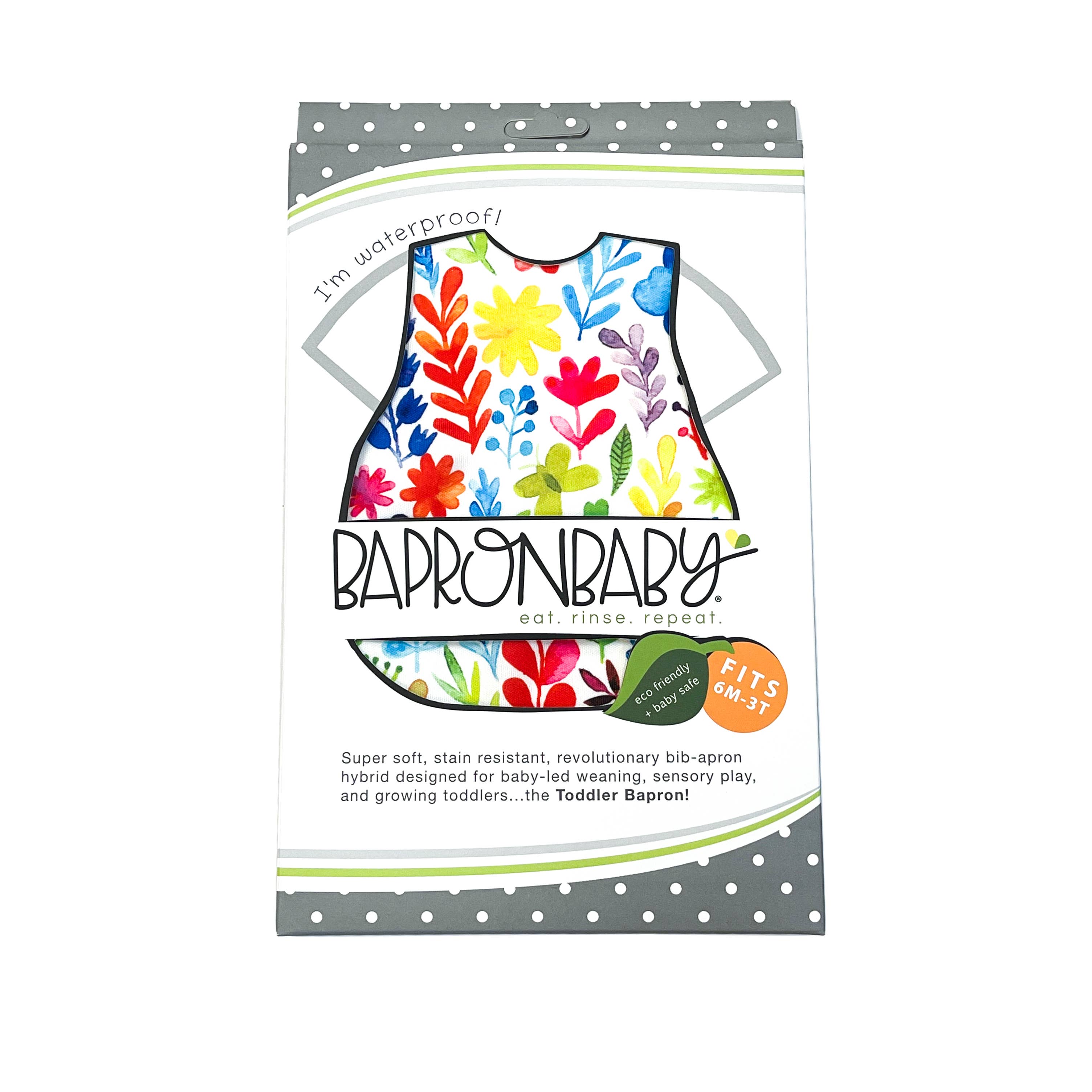 Rainbow Watercolor Floral Bapron: Toddler (6m-3T)