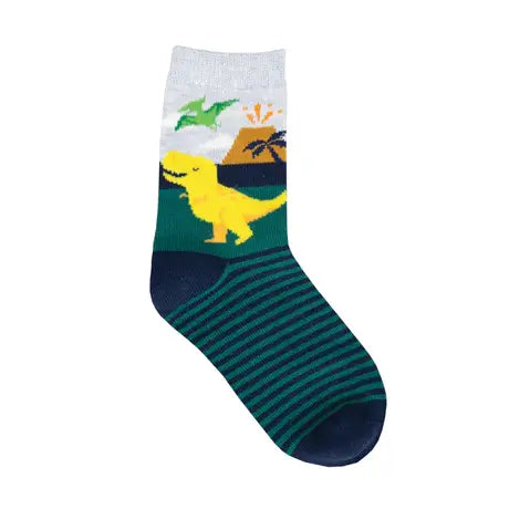 Kids Cotton Crew Socks - Totally T-Rex   2-4Y