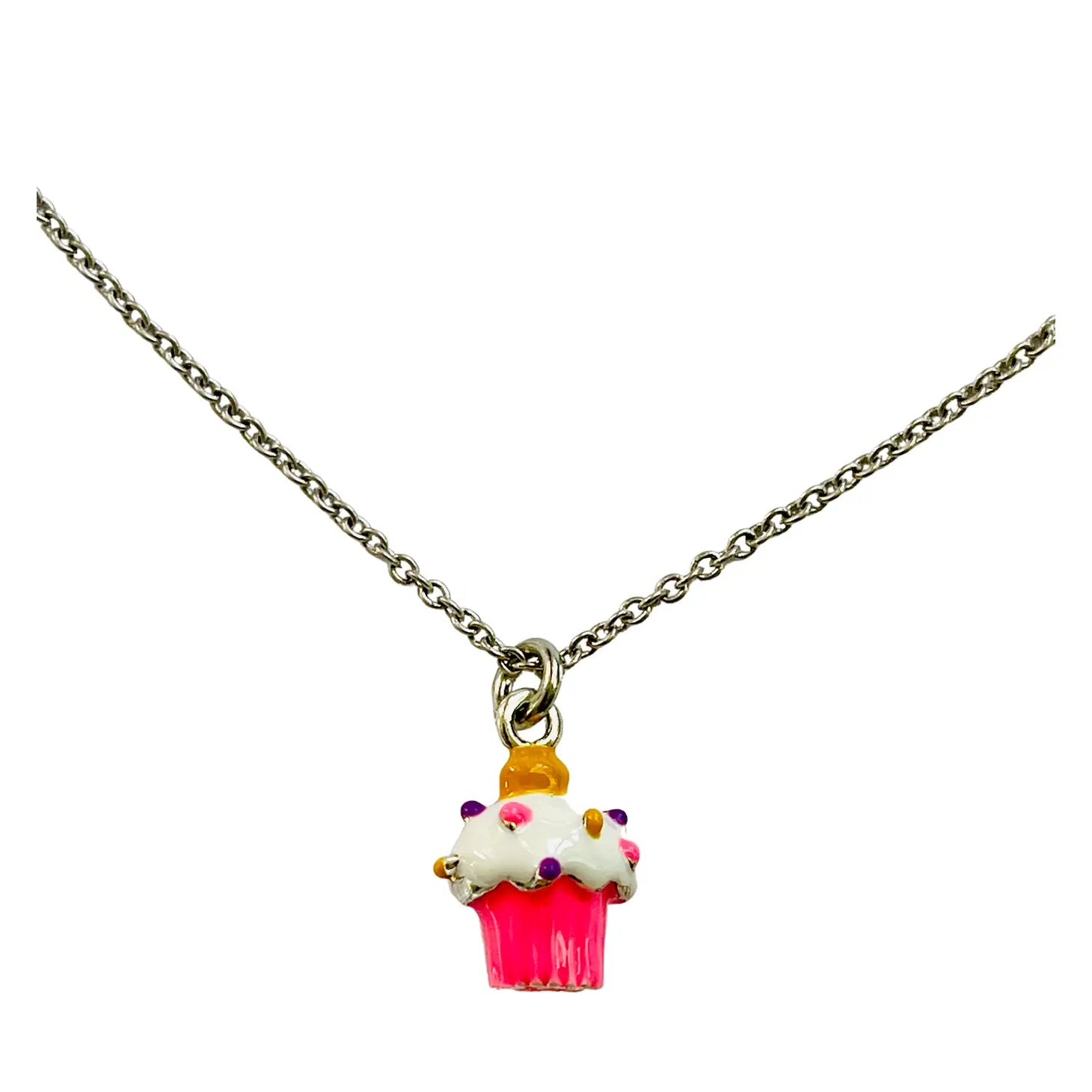 Enamel Cupcake Charm Necklace