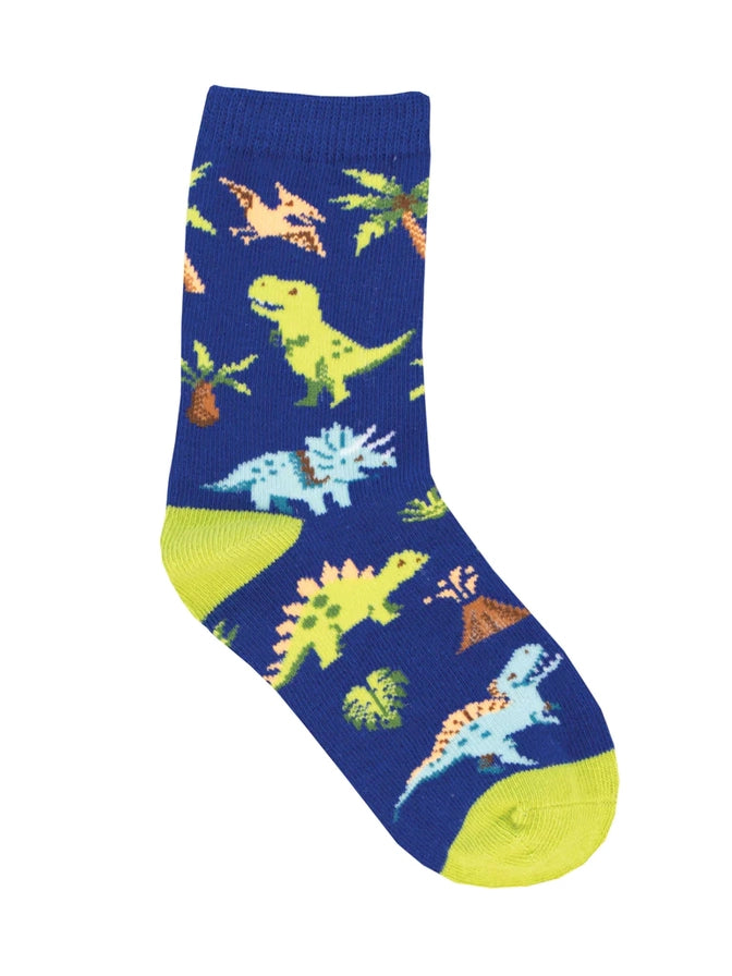 Kids Cotton Crew Socks-Navy Nervous Rex  2-4Y