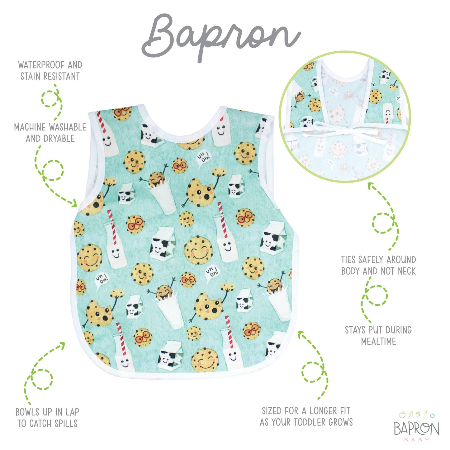 Cookies And Milk Bapron: Toddler (6m-3T)