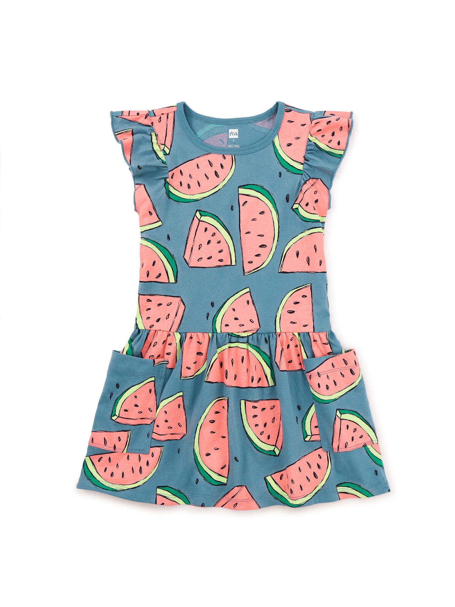 Flutter Sleeve Pocket Dress - Watermelons