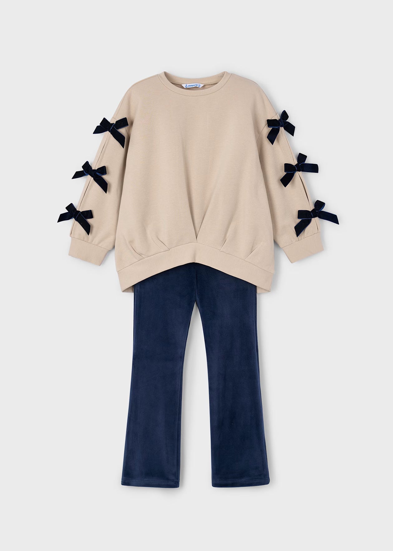 Mayoral Girl Bow sweatshirt and Legging Set Navy Little Sprout