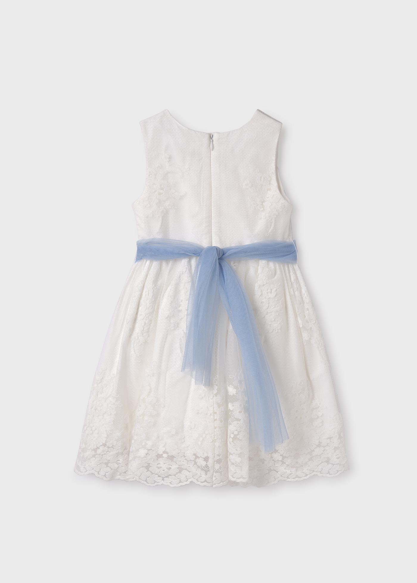 Baby Jacquard Tulle Dress - White