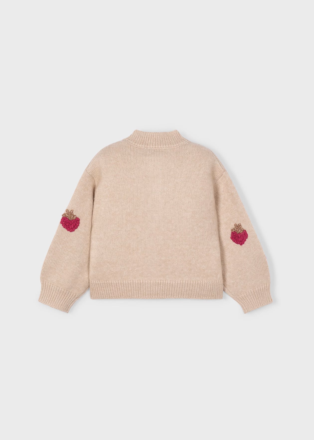 Girl Knit Cardigan - Sesame -Red